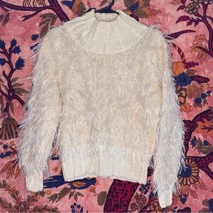 Fluffy, Sparkly, Vintage Cream Mohair Knit Sweater